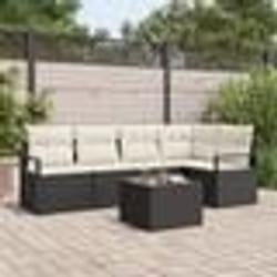 Ensemble de Canapés de Jardin 5 Pièces avec Coussins en Poly Rattan Marron