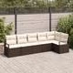 Set de canapé de jardin vidaXL 6 pièces avec coussins Marron Poly Rotin