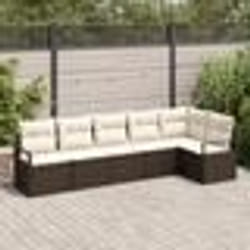 Set de canapé de jardin vidaXL 6 pièces avec coussins Marron Poly Rotin