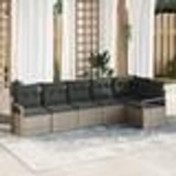 Ensemble de canapé de jardin 6 pièces avec coussins Gris Poly Rattan