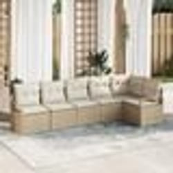 Canapé jardin 6 pièces avec coussins Beige Poly Rattan