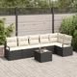 Ensemble de canapés de jardin vidaXL 6 pièces avec coussins en poly rotin brun