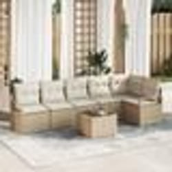 vidaXL Ensemble de canapé de jardin 7 pièces avec coussins en poly rotin brun