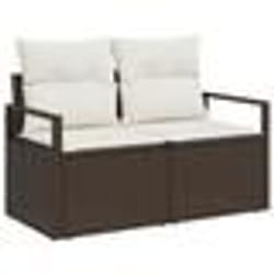 Ensemble de canapé de jardin vidaXL 7 pièces avec coussins Marron Poly Rattan