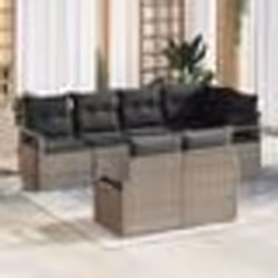 Ensemble de Canapés de Jardin 7 pièces avec Coussins Gris Poly Rotin vidaXL