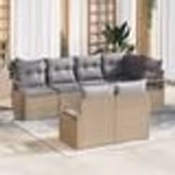 Set de Canapés de Jardin 7 Pièces avec Coussins Beige Rattan Synthétique