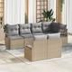 Set de Canapés de Jardin 7 Pièces avec Coussins Beige Rattan Synthétique