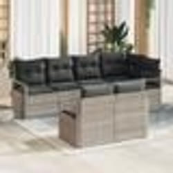 Set de Canapé de Jardin vidaXL 7 Pièces avec Coussins Gris Clair Poly Rattan