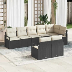 vidaXL Ensemble de Canapés de Jardin 8 pièces avec Coussins Noir Poly Rotin