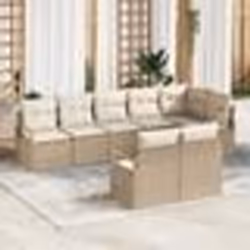 Ensemble de Canapé de Jardin 8 Pièces avec Coussins Beige Rotin Synthétique