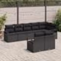 Ensemble de canapés de jardin vidaXL 8 pièces avec coussins Rattan Noir