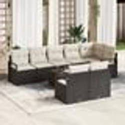 vidaXL Ensemble de canapé de jardin 8 pièces avec coussins Brun Poly Rattan