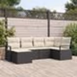 Ensemble de canapé de jardin 6 pièces vidaXL avec coussins noir poly rotin
