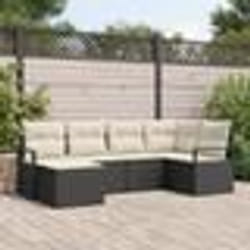 Ensemble de canapé de jardin 6 pièces vidaXL avec coussins noir poly rotin