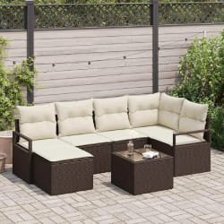 vidaXL Ensemble de canapé de jardin 7 pcs Marron Poly rotin