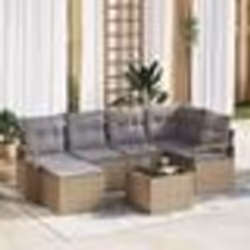 Ensemble de canapés de jardin à 7 pièces avec coussins en poly rotin noir vidaXL
