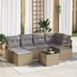 Ensemble de canapés de jardin à 7 pièces avec coussins en poly rotin noir vidaXL
