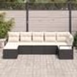 Ensemble de Canapés de Jardin vidaXL 7 Pièces avec Coussins Noir en Poly Rattan