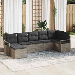 Set de canapé de jardin vidaXL 7 pièces avec coussins Gris Poly Rattan