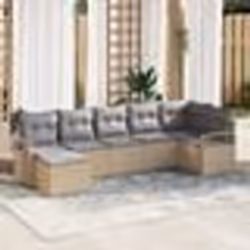 Set de Canapé de Jardin vidaXL 7 pièces avec coussins Beige Poly Rattan