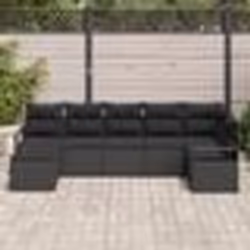 Set de canapés de jardin vidaXL 7 pièces avec coussins Noir Poly Rattan