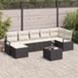 Ensemble de canapés de jardin 7 pièces avec coussins en poly rattan brun