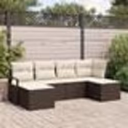 vidaXL Ensemble de Canapé de Jardin de 6 Pièces avec Coussins Marron Rotin Poly
