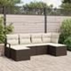 vidaXL Ensemble de Canapé de Jardin de 6 Pièces avec Coussins Marron Rotin Poly
