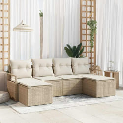 vidaXL Ensemble de canapé de jardin 6 pcs Beige Poly rotin