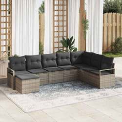 Set de canapés jardin vidaXL 8 pièces avec coussins gris poly rattan