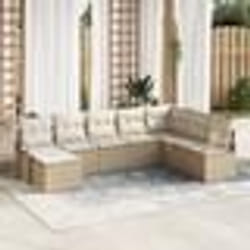 Ensemble de canapé de jardin 8 pièces vidaXL avec coussins beige poly rotin