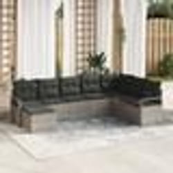 Ensemble de canapé de jardin 8 pièces vidaXL avec coussins Gris clair Poly Rattan