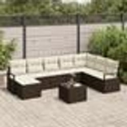 Ensemble de canapé de jardin 8 pièces avec coussins gris en rotin synthétique