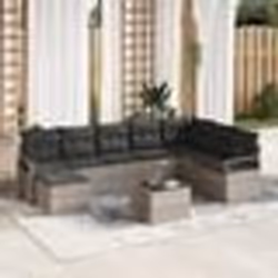 Ensemble de Canapé de Jardin vidaXL 9 Pièces avec Coussins Gris Poly Rattan