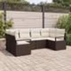 Ensemble de canapé de jardin 6 pièces avec coussins Marron Poly Rattan