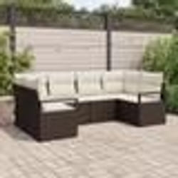 Ensemble de canapé de jardin 6 pièces avec coussins Marron Poly Rattan