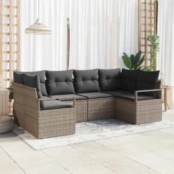 vidaXL Ensemble de canapé de jardin 6 pcs Gris Poly rotin