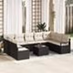 vidaXL Ensemble de Canapé de Jardin 9 Pièces avec Coussins Rattan Poly Brun
