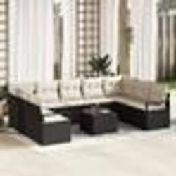 vidaXL Ensemble de Canapé de Jardin 9 Pièces avec Coussins Rattan Poly Brun