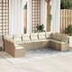 Ensemble de canapé de jardin 10 pièces avec coussins Beige Poly Rotin