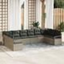 Ensemble de canapé de jardin vidaXL 10 pièces avec coussins gris clair poly rotin