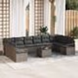 vidaXL Ensemble de canapé de jardin 10 pièces avec coussins noir en poly rattan