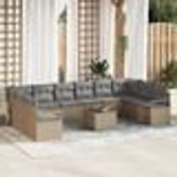 Canapé de jardin 11 pièces vidaXL avec coussins en rotin poly noir