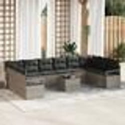 Ensemble de Canapé de Jardin 11 pièces vidaXL avec Coussins Gris Poly Rattan