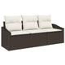 vidaXL Ensemble de Canapés de Jardin 3 Pièces avec Coussins Marron Rotin Synthétique
