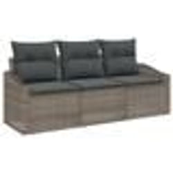 vidaXL Ensemble de Canapés de Jardin 3 Pièces avec Coussins Gris Rotin Synthétique