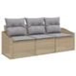 vidaXL Set de canapé de jardin de 3 pièces avec coussins Beige Rotin synthétique