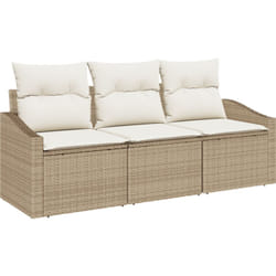 Vidaxl - Ensemble de canapé de jardin 3 pièces avec coussins beige en poly rotin