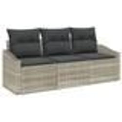 vidaXL Canapé de jardin 3 pièces avec coussins gris clair en poly rattan
