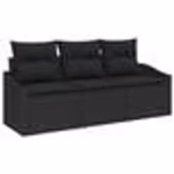vidaXL Ensemble de canapés de jardin 3 pièces avec coussins noir rotin poly